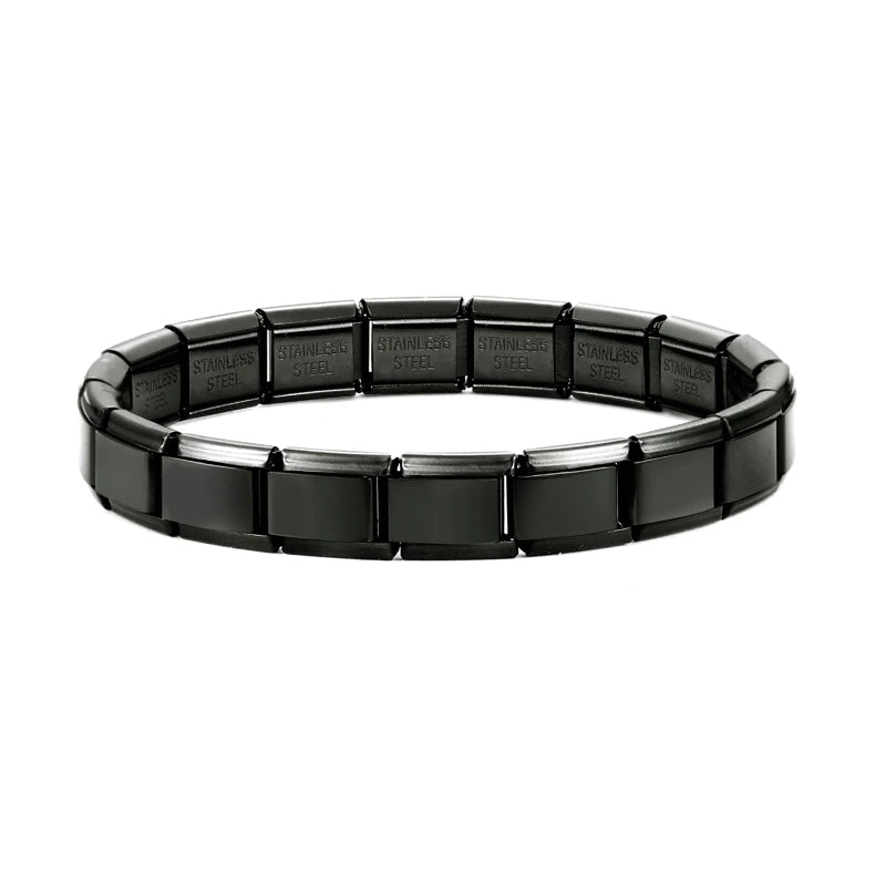 Neue frauen männer Schmuck DIY 9MM Breite Italienische Elastische Charme Armband Einfarbig Edelstahl Mode Armreif