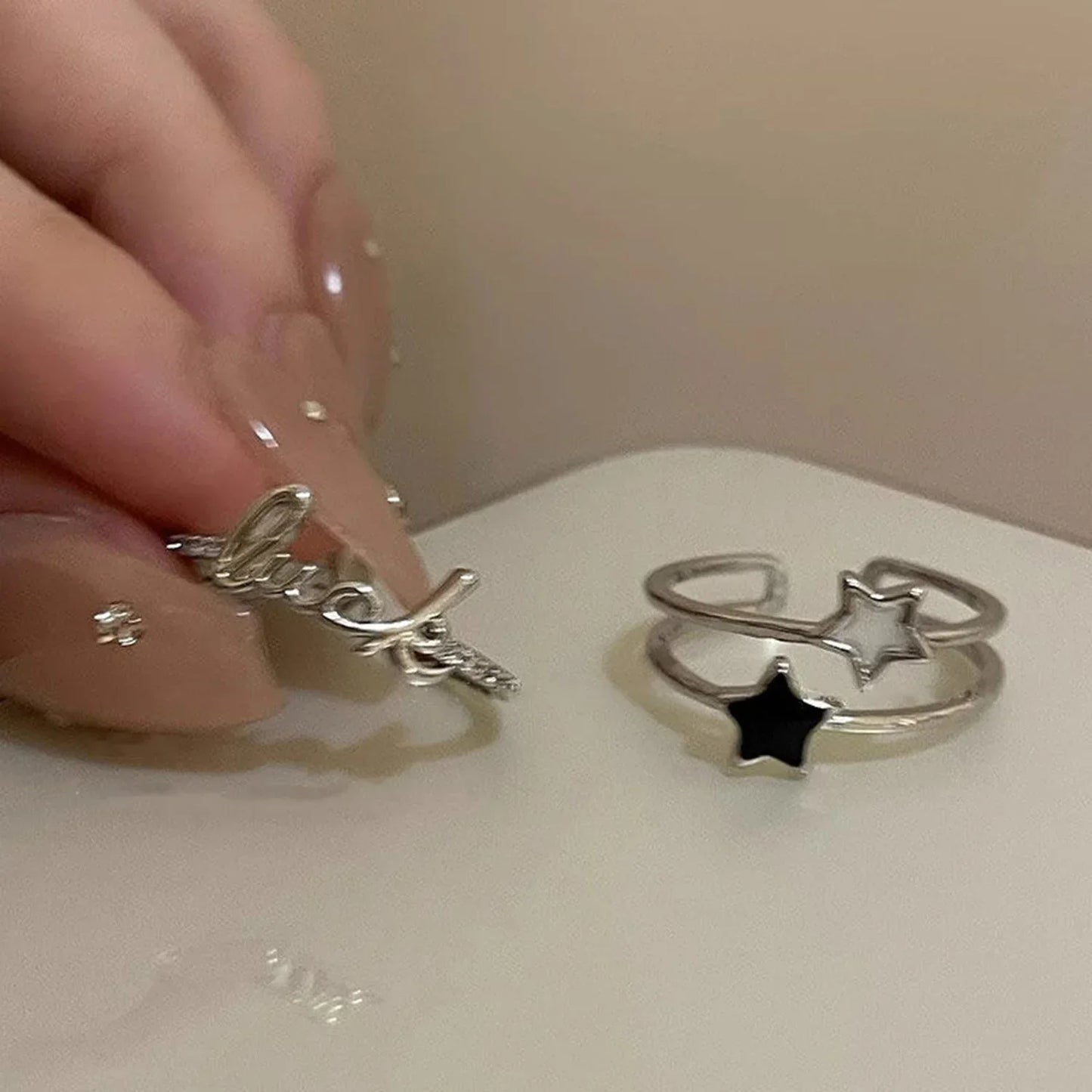 Mode offenen Ring Stern Zirkon Kristall ringe für Frauen Mädchen Doppels chicht ästhetischen Schmuck kpop neuen Trend y2k Accessoires