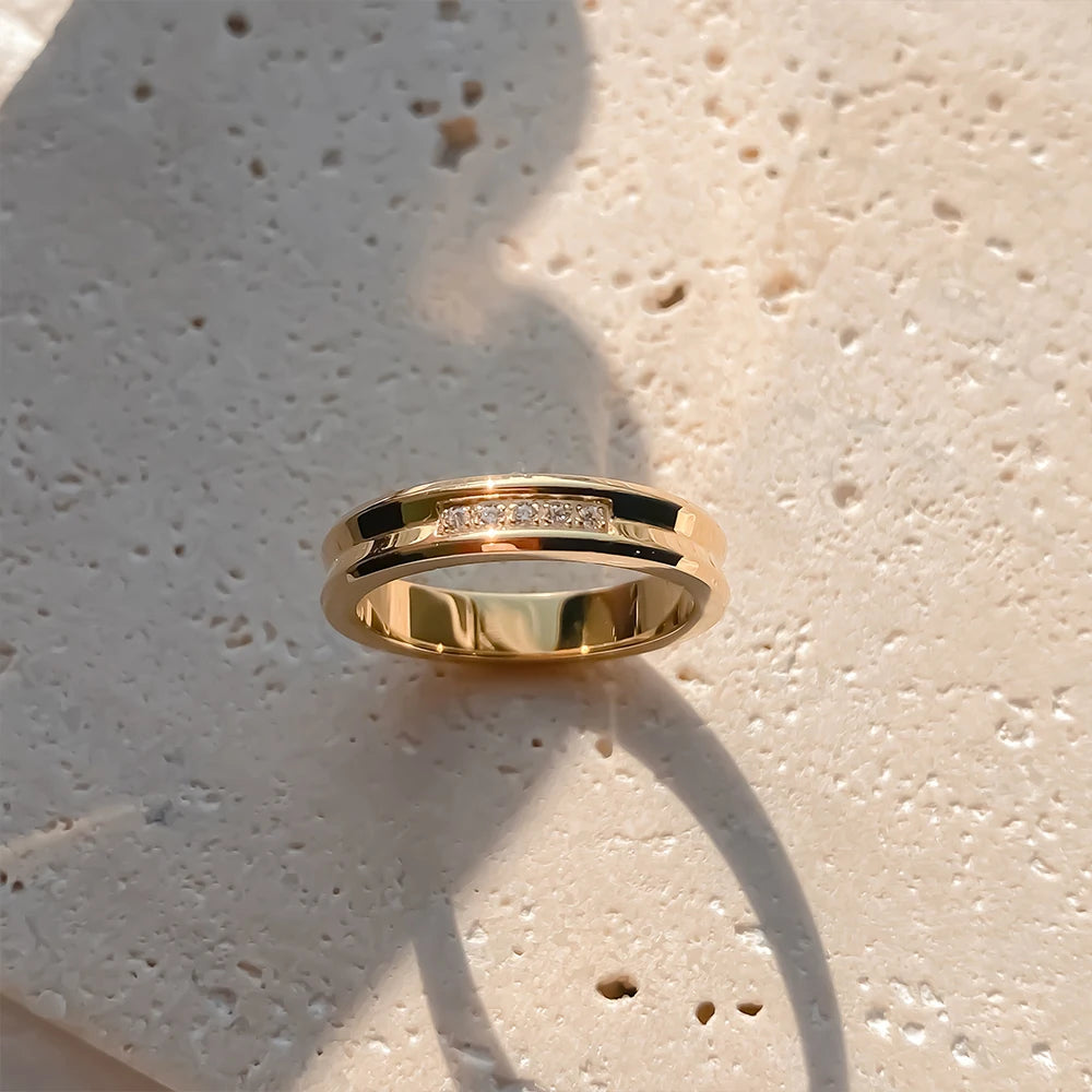eManco 2025 Neue funkelnde Strassringe aus Edelstahl, vergoldet, Schmuck, Weihnachtsgeschenk, 48-Stunden-Versand
