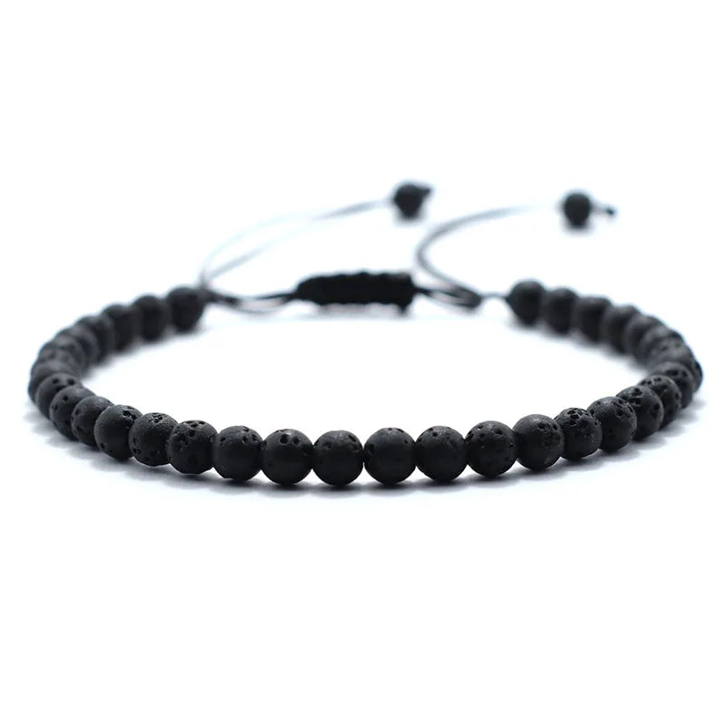 Mode 4mm Naturstein Armband Männer Frauen Handgemachte Geflochtene Einstellbare Armband Kleine Tiger Augen Howlith Achate Perlen Armband