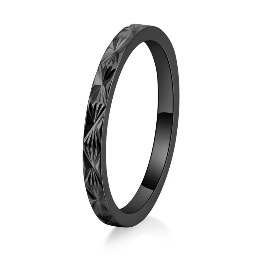 Kolmnsta 2mm Titan Stahl Stapelbare Hochzeit Ringe Für Frauen Minimalistischen Stern Kreuz Gravierte Finger Ring Paar Schmuck Anillos