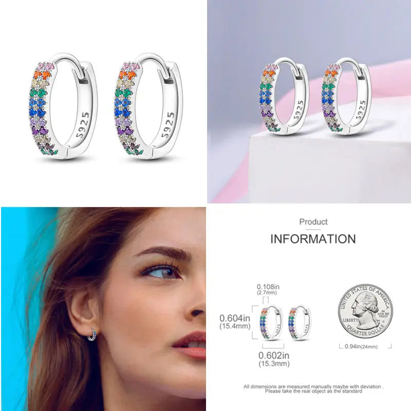 2024 Hotsale Ohrringe aus 925er-Sterlingsilber, Creolen mit Pavé-CZ-U-Form, Zirkon für Frauen, funkelnd, mit Größe, Modellanzeige