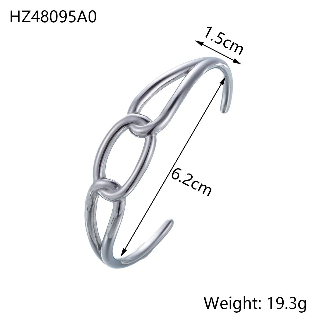 CARLIDANA Minimalistisches, hochwertiges neues Design, PVD-Silberfarbe, Edelstahl, modische Manschette, hohle Armreifen, Armband für Frauen