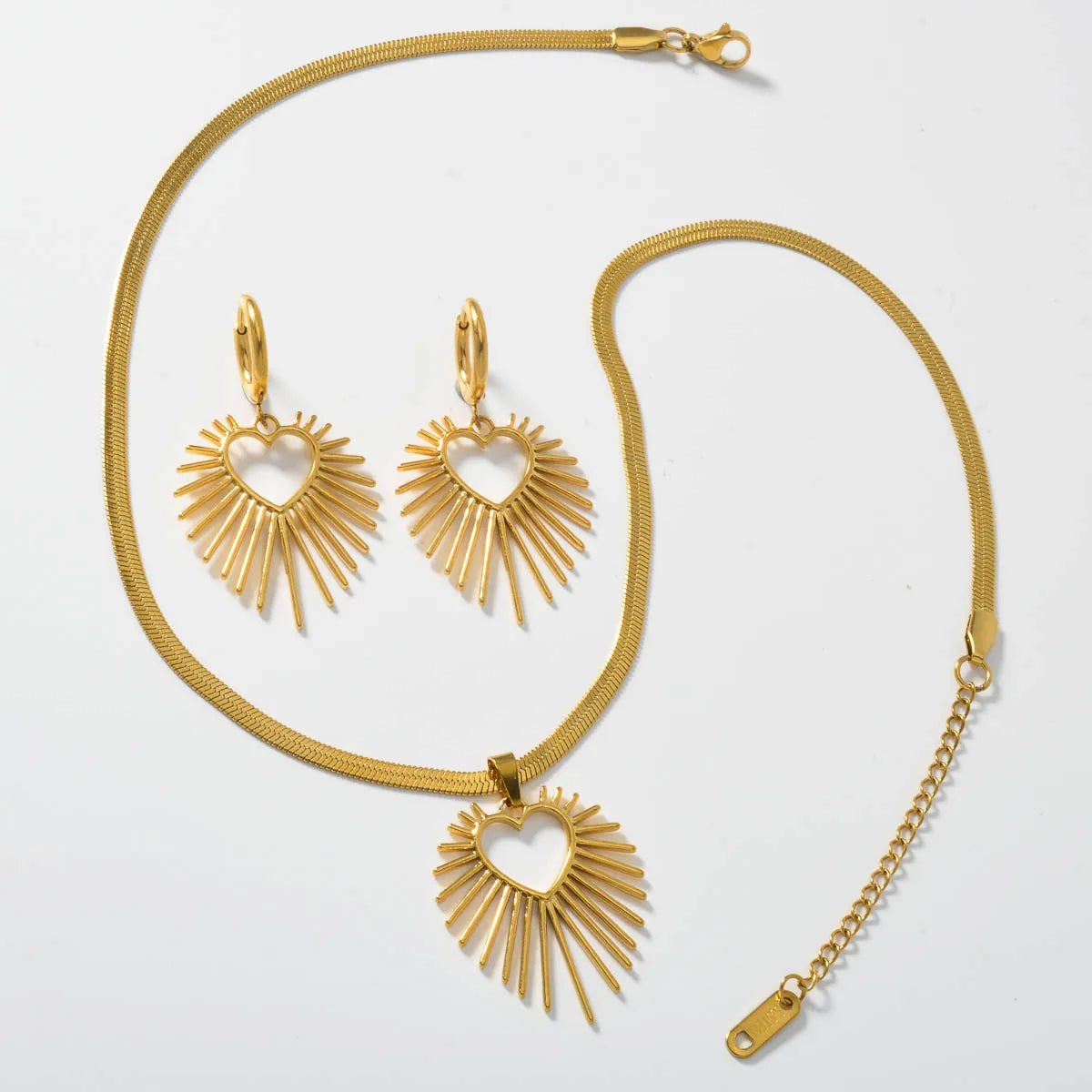 Trend Mond Sterne Hohl Anhänger Edelstahl Halskette Ohrringe Set Für Frauen Fashion Party 18K Gold-Überzogene Schmuck Set geschenk