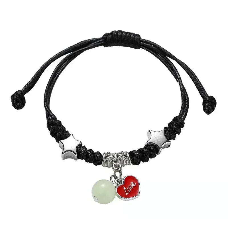 Mode Leuchtende Perlen Stern Paar Armband Für Frauen Männer Charming Blume Herz Key Lock Kreuz Passenden Freund Armband Schmuck