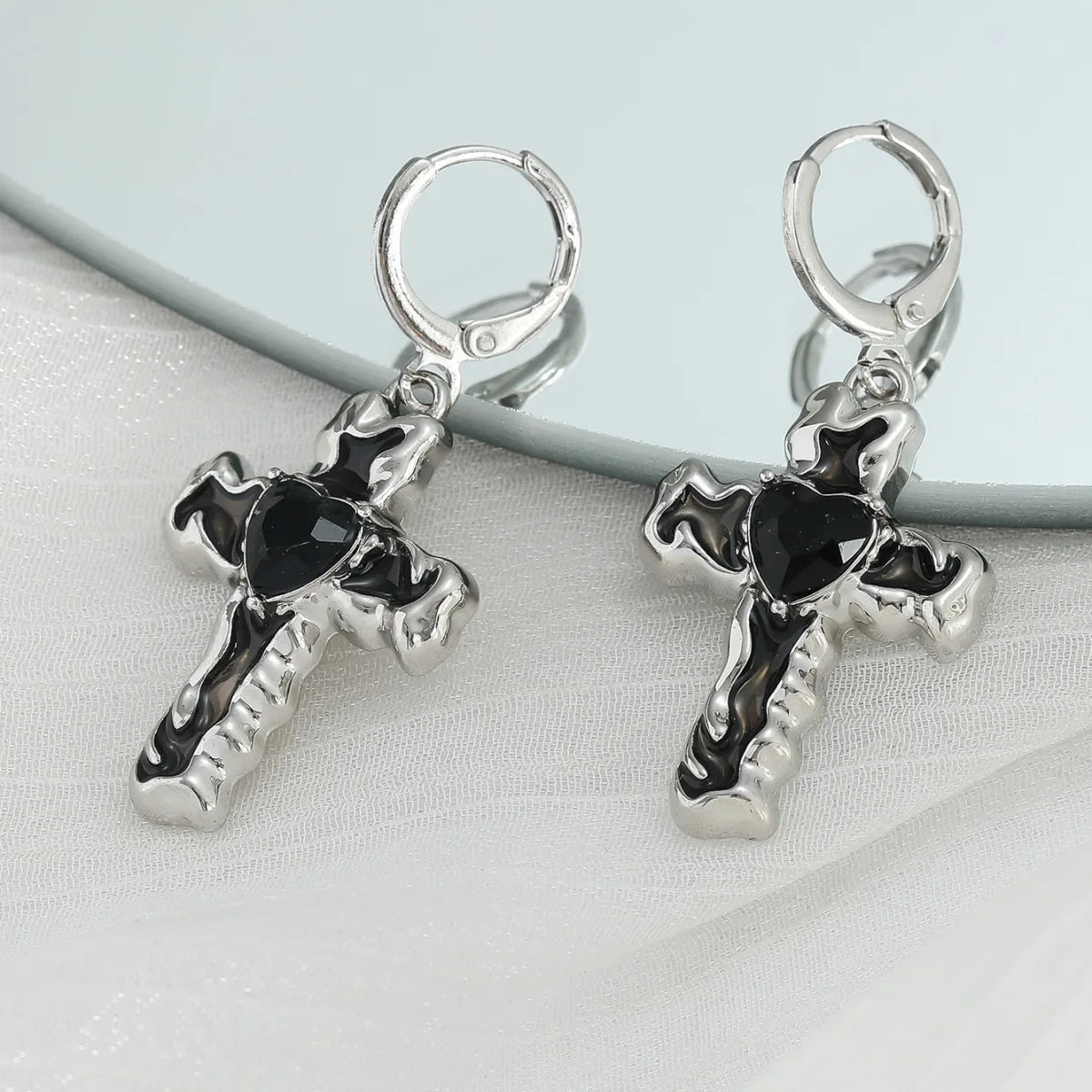 Einfache Silber Farbe Stern Ohrringe für Frauen Opal Stein Herz Creolen Punk Y2K Nette Tägliche Tragen Schmuck Party Geschenke
