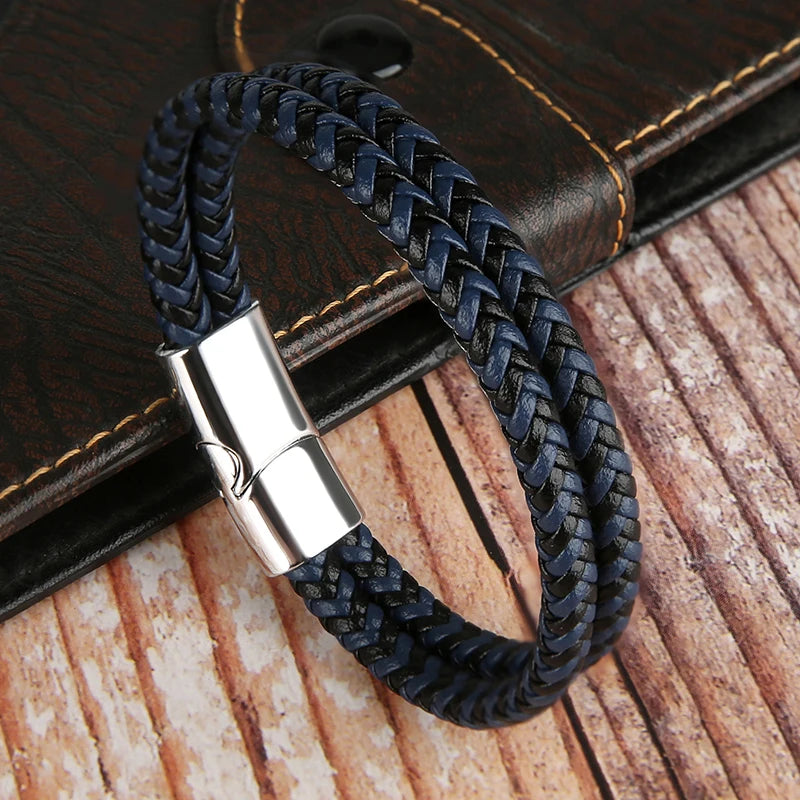 2025 NEUE Echtes Leder Armbänder & Armreifen für Männer Frauen Doppel Schicht Leder Seil Armband Handgemachten Schmuck Homme Pulseras