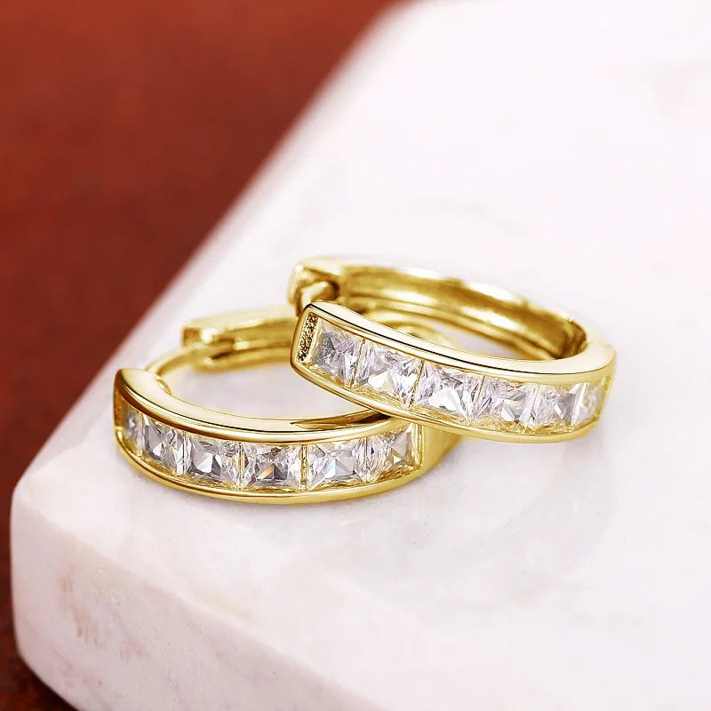 Gold Farbe Überzogene Edelstahl Runde Kreis Ohrringe für Frauen Mode Zirkonia Creolen Schmuck Pendientes Mujer