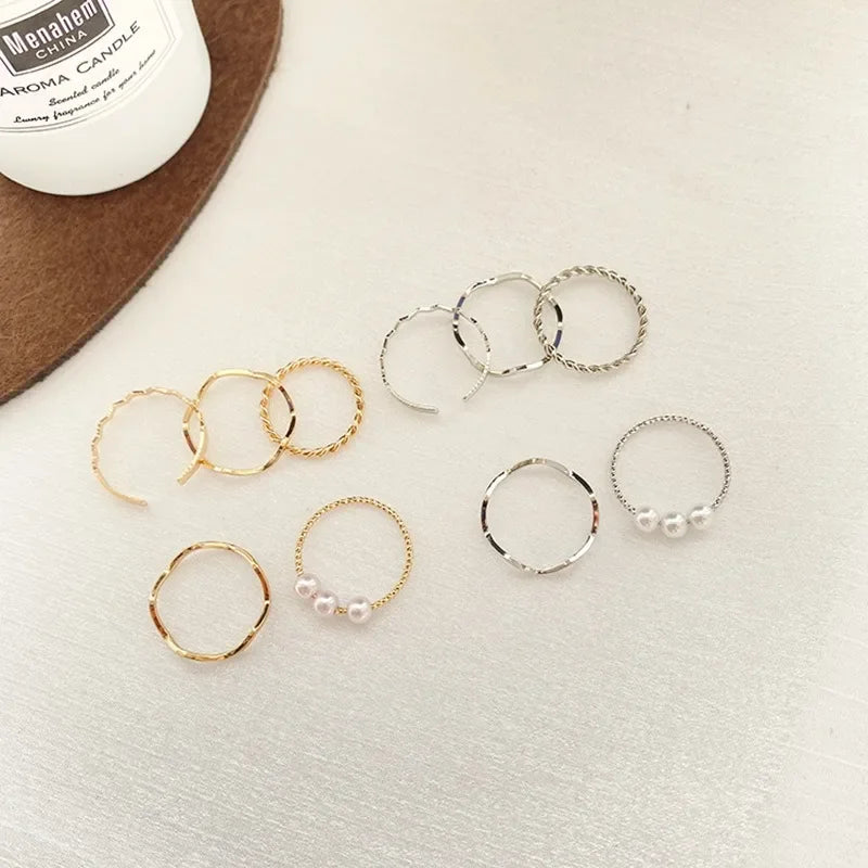 5 Teile/satz Mode Schmuck Ringe für Frauen Metall Hohl Runde Öffnung Finger Ring für Mädchen Dame Partei Schmuck Hochzeit Geschenke