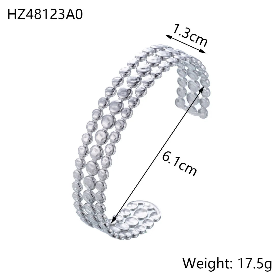 CARLIDANA Minimalistisches, hochwertiges neues Design, PVD-Silberfarbe, Edelstahl, modische Manschette, hohle Armreifen, Armband für Frauen