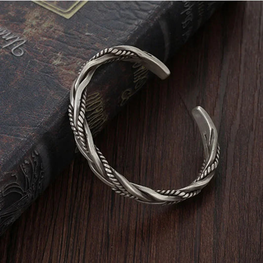 Heiße koreanische Mode 925 Sterling Silber Twisted Woven Armband Mann Frauen Retro Original handgemachte Öffnung Armreif Schmuck Geschenke