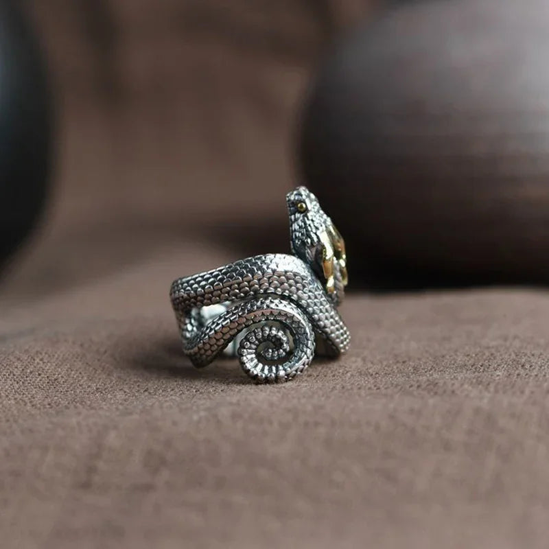 Retro Nordic Riesen Schlange Jormungand Ring für Frauen Männer Silber Farbe Tier Ringe Trendy Schmuck Zubehör