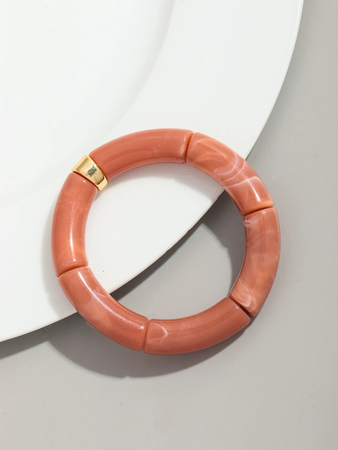 Bohomia Acryl-Design-Stil, klobiges Bambus-Stapelarmband für Damen, Boho, elastisch, bunt, Röhrenperlen, Armbänder 2024, Schmuck