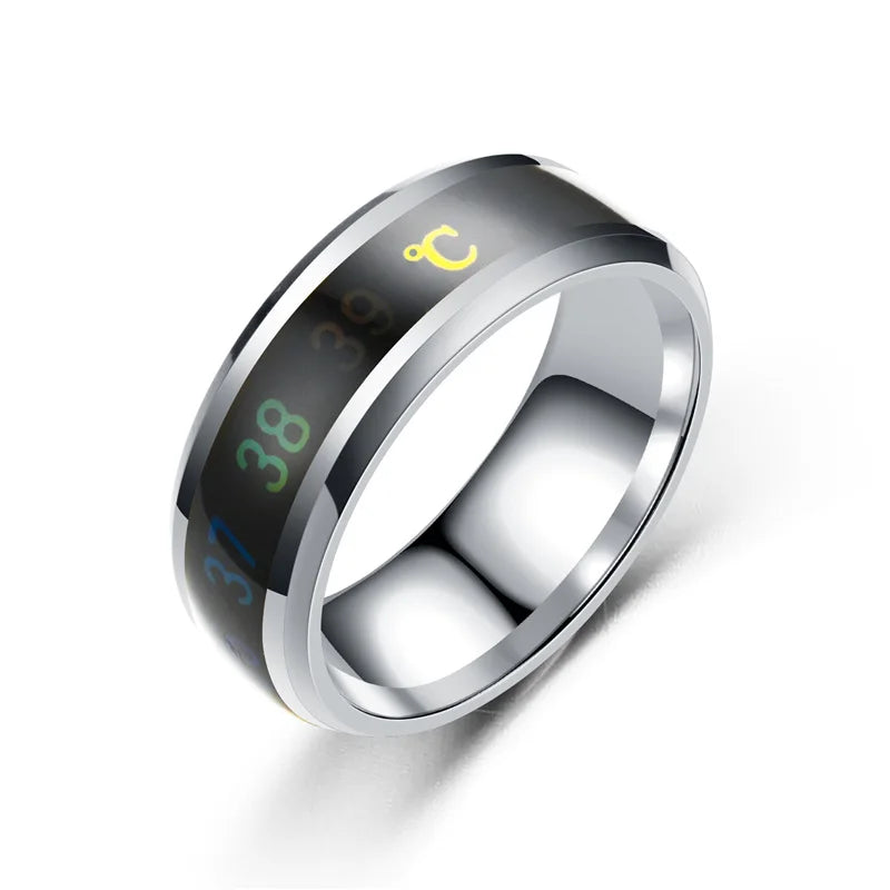 Mode Smart Induktion Temperatur Paar Ring Display EKG Temperatur Liebhaber Ringe Schmuck für Männer Frauen Zubehör Geschenke