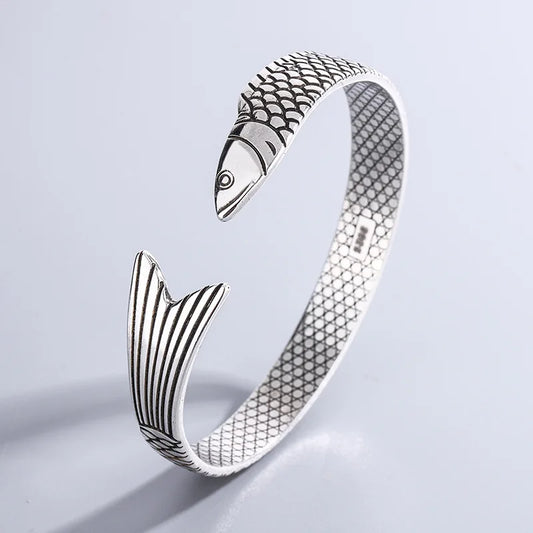 Neue kreative Mode Persönlichkeit Glück Glück Transfer Drachen Armbänder 925 Sterling Silber Schmuck Fisch Armreifen TYB110