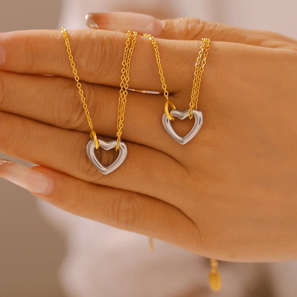 Silberfarbene Herz armbänder für Frauen Männer Edelstahl vergoldet dünne Kette Armband Paar Armreifen wasserdichten Schmuck