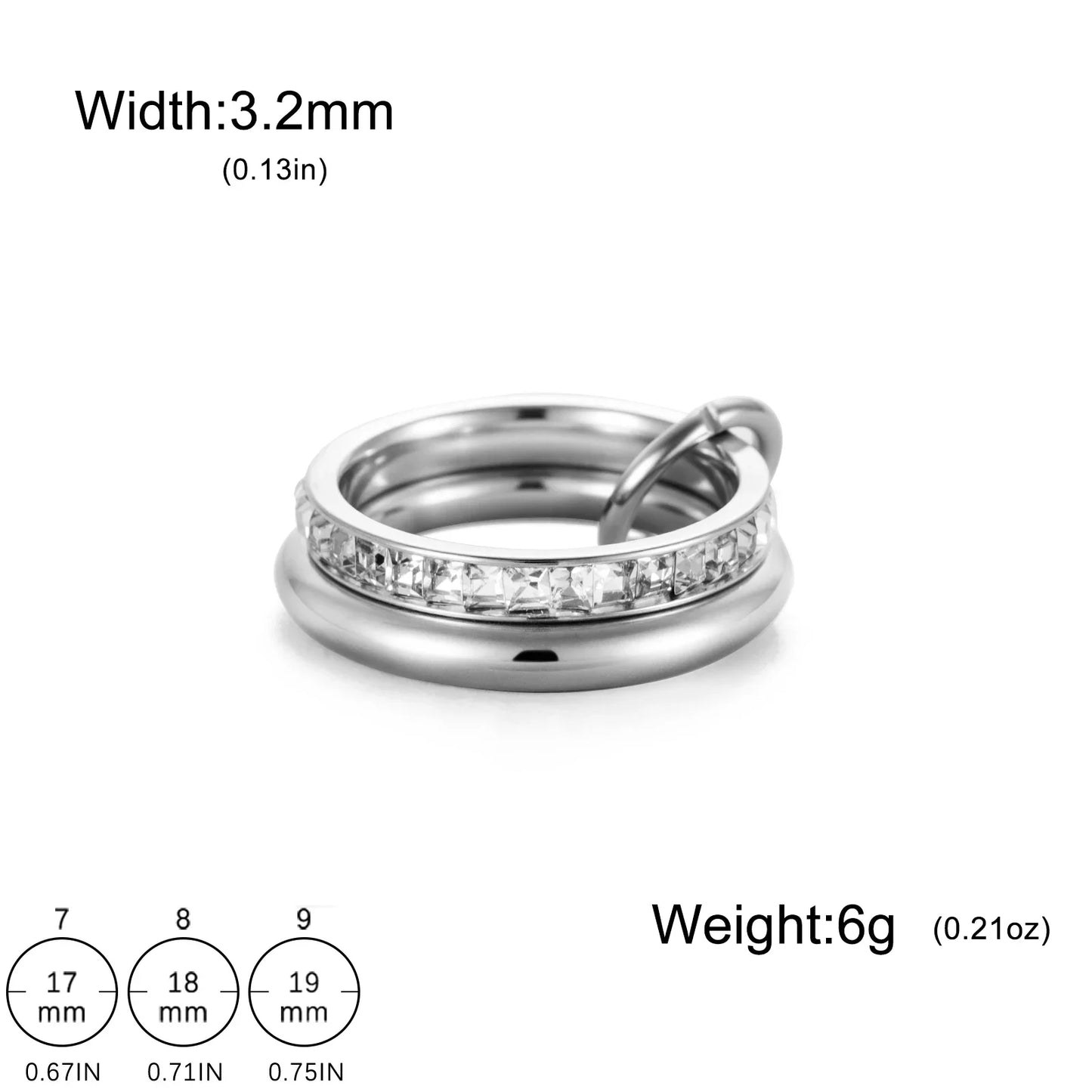 Teamer Frauen Mehrere Schichten Ringe Edelstahl Gold Farbe Klar Zirkon Finger Ring Minimalistischen Mode Schmuck Geschenk Großhandel