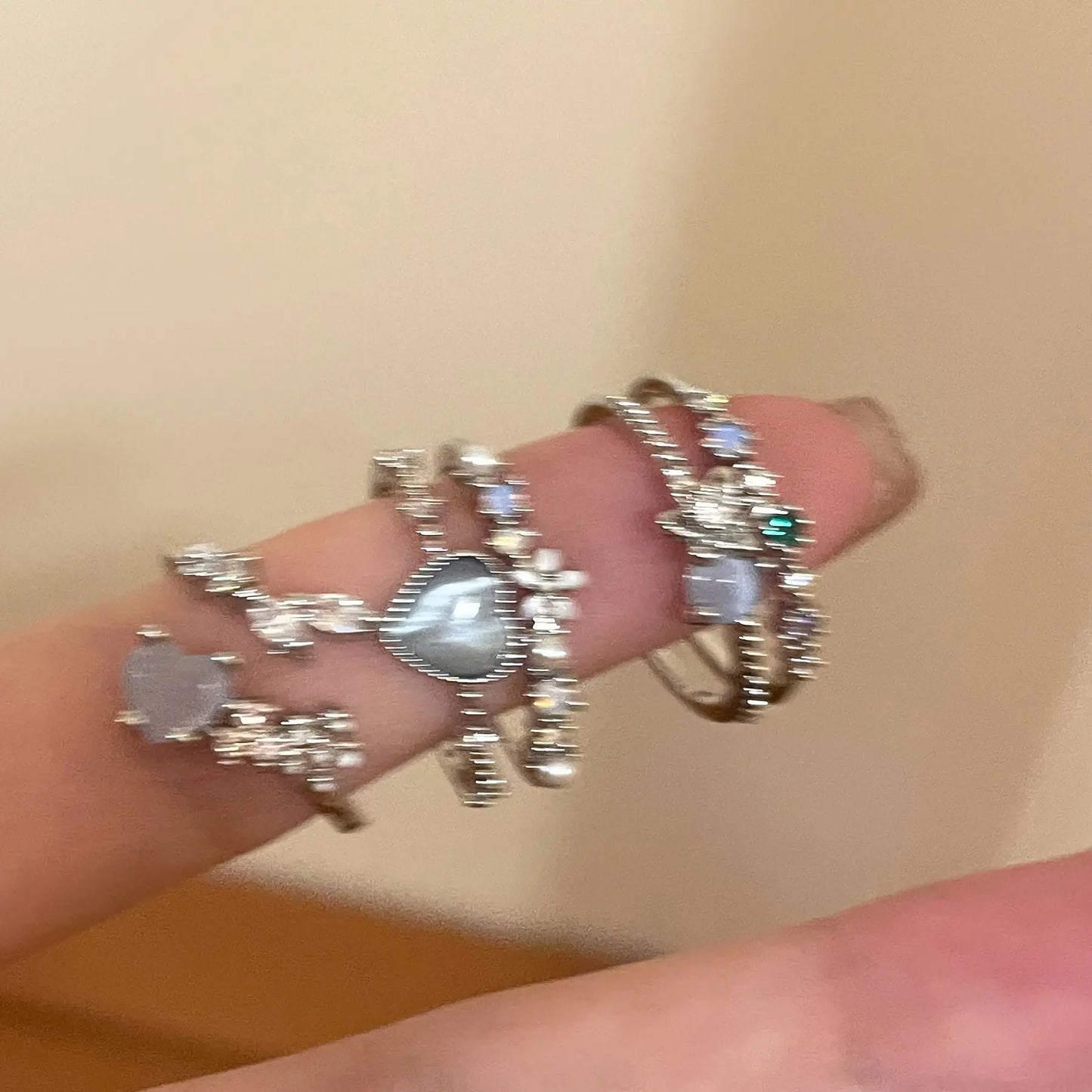 3PCS Trendy Y2k Herz-förmigen Zirkon Rosa Kristall Ringe Frauen Elegante Exquisite Shiny Offenen Kristall Ring Mädchen Partei schmuck Geschenke