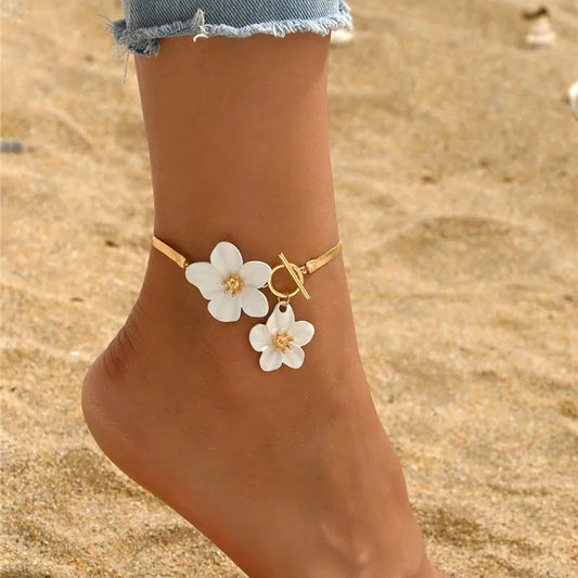 Mode Kirschblüte Charm Fußkettchen für Frauen Sommer Strand Zubehör Gold Farbe Kette Fußkettchen Bein Armbänder Hochzeit Geschenk