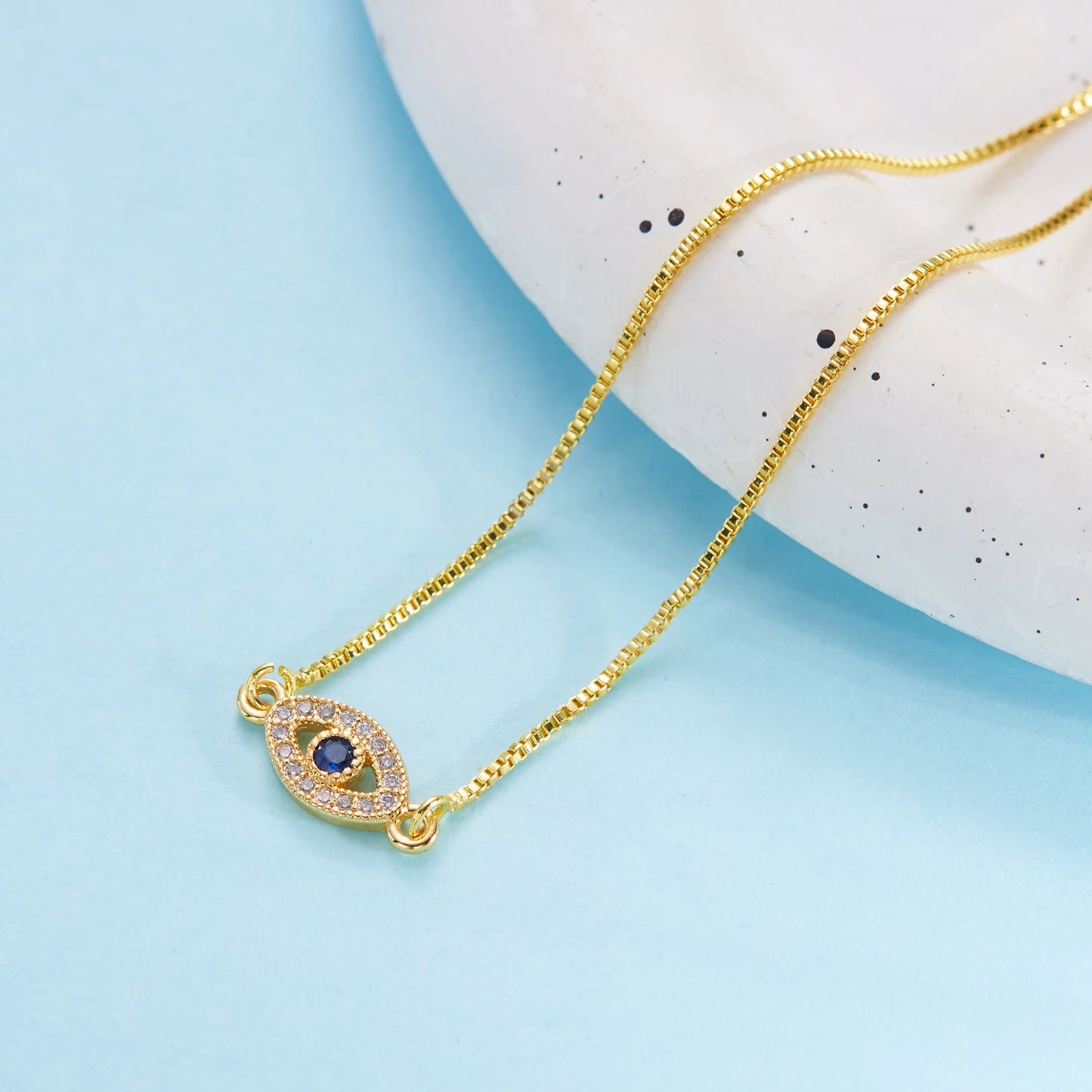 Luxus Gold Farbe Zirkon Evil Blue Eye Armband Armreif Mode Glück Schmuck Frauen Geschenk Einstellbar Handmade