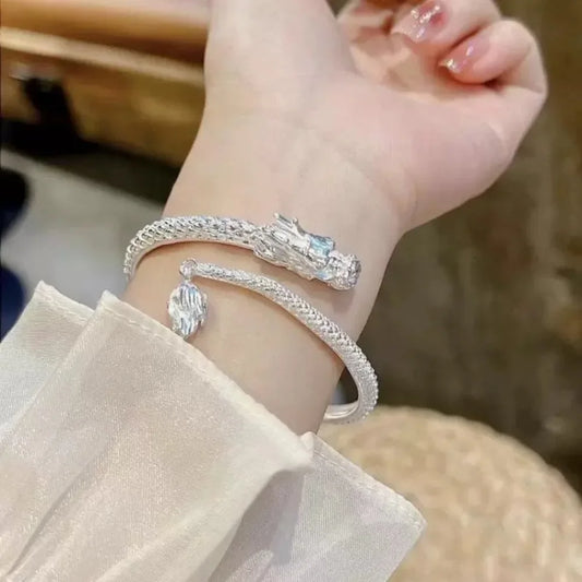 Mode chinesischen Stil Drachen Armreif Neujahr Glücksbringer Armband Freundschaft Amulett Schmuck Paar Geschenke für Frauen Männer