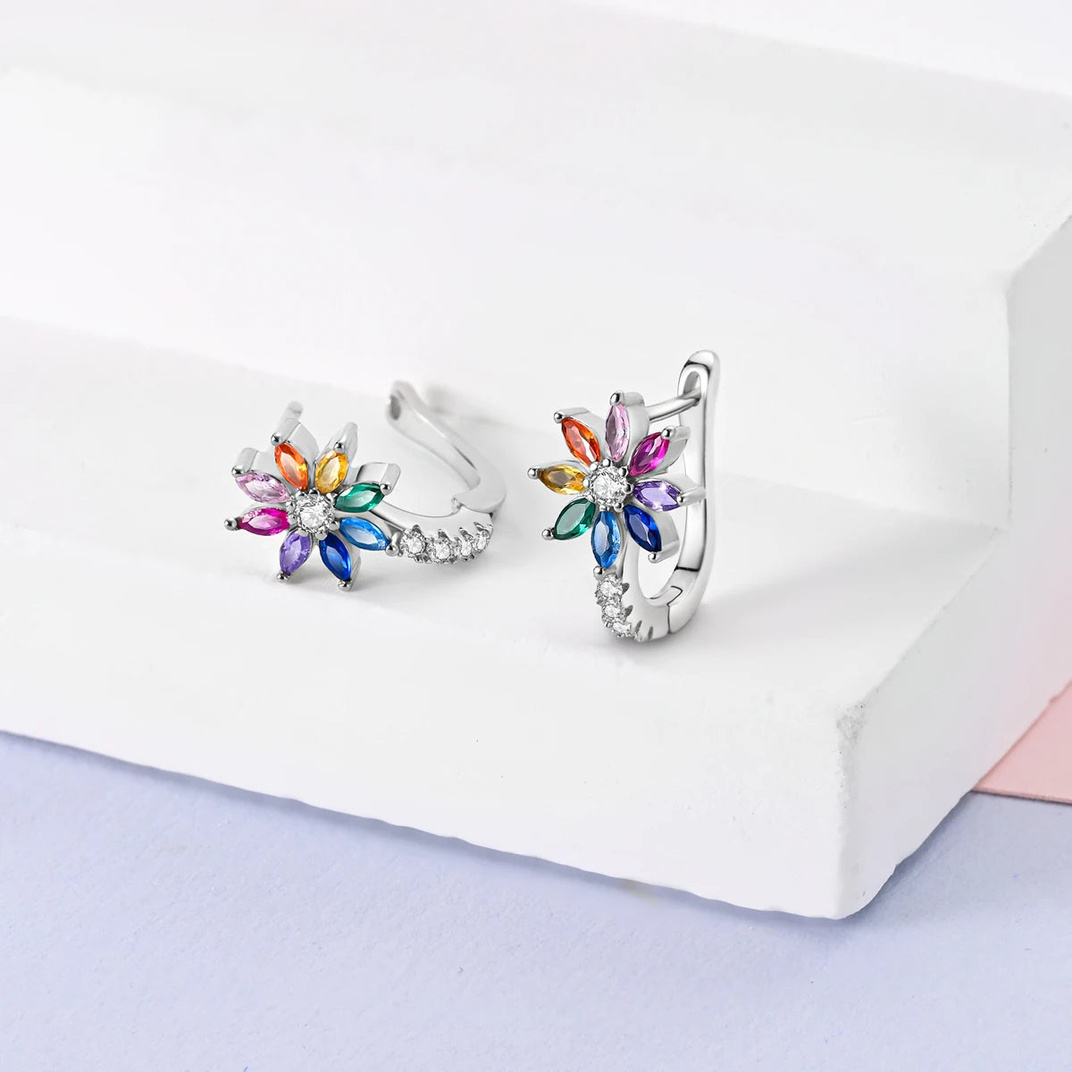 Creolen aus 925er Silber für Damen, Pendientes, Mond, Sonne, Original-Ohrringe, Modeschmuck