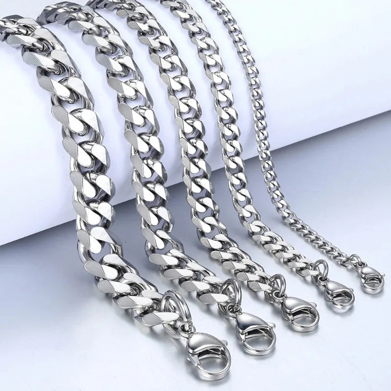 Neue Trendy Kubanische Kette Männer Armband Klassische Edelstahl 3/5/7/9mm Breite kette Armband Für Männer Frauen Schmuck Geschenk