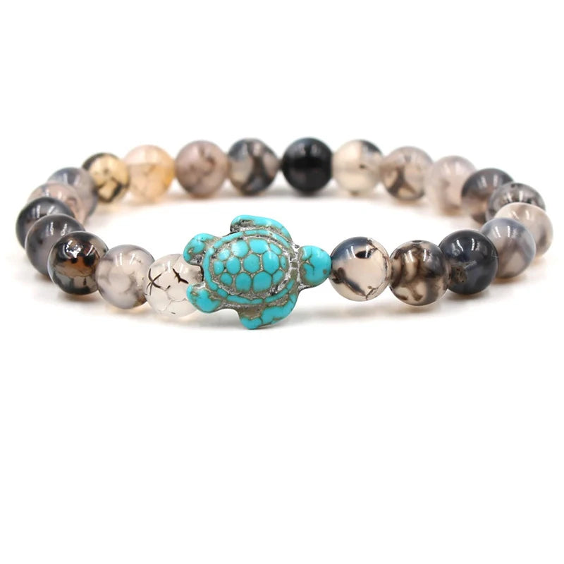 Neue Meeresschildkröte Perlen Armbänder Für Frauen Männer Klassische 14 Farben Naturstein Elastische Freundschaft Armband Strand Schmuck Geschenke