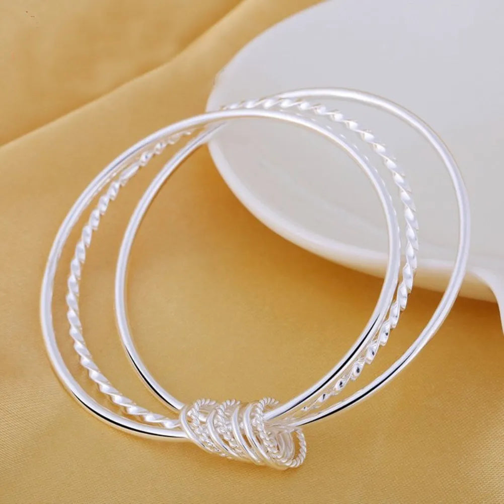 Heißer Trend, feiner Armreif mit drei Kreisen, 925er Sterlingsilber, Armbänder für Damen, modisch, edle Party, Hochzeit, Accessoires, Schmuck, Geschenk