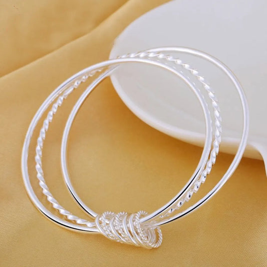 Heißer Trend, feiner Armreif mit drei Kreisen, 925er Sterlingsilber, Armbänder für Damen, modisch, edle Party, Hochzeit, Accessoires, Schmuck, Geschenk