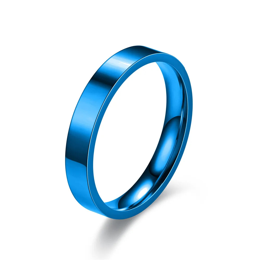 4mm Einfachheit Flache Edelstahl Ringe Japanische Koreanische Mode Glänzend Titan Stahl Finger Ringe für Jugend Junge Mädchen Schmuck