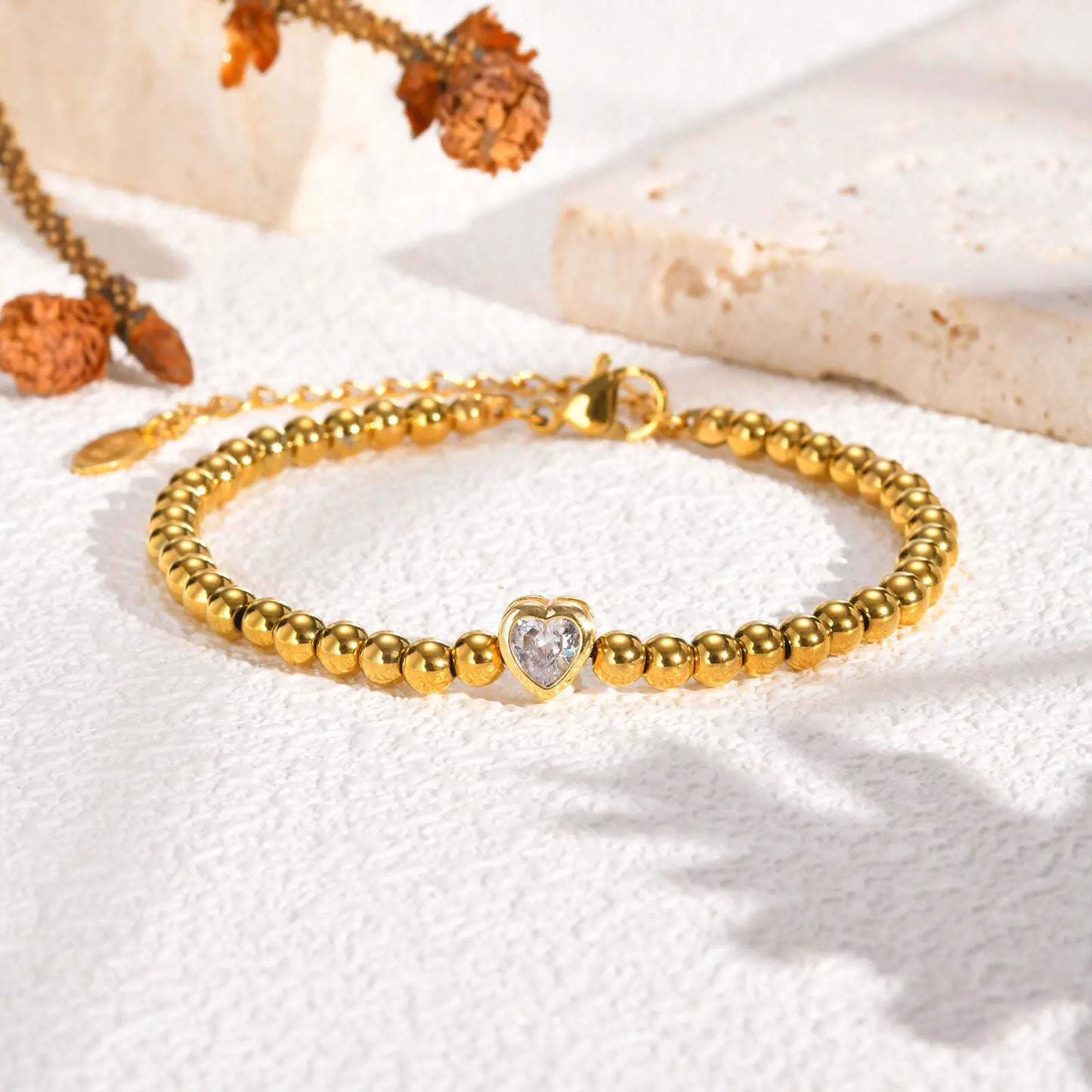 Vnox elastisches, verstellbares, vergoldetes Perlenarmband für Damen, minimalistischer, stapelbarer Edelstahl-Perlenketten-Schmuck im Ins-Stil