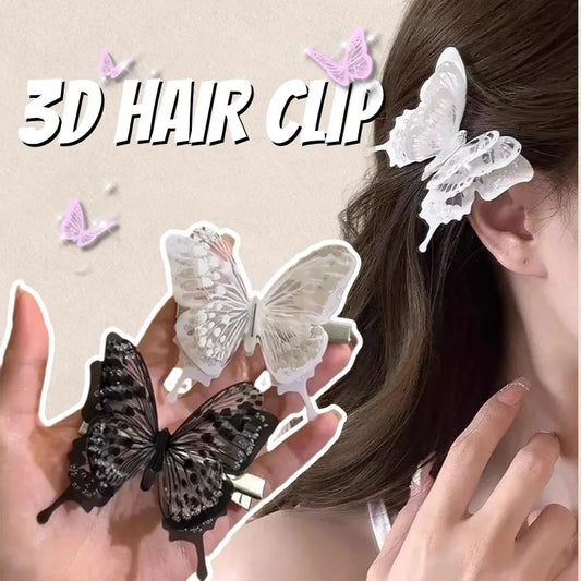 3d flattern Schmetterling Haars pangen y2k Eleganz flinke schöne Schmetterlinge schwarz weiß Haarnadel neuen Stil Zubehör für Frauen Mädchen