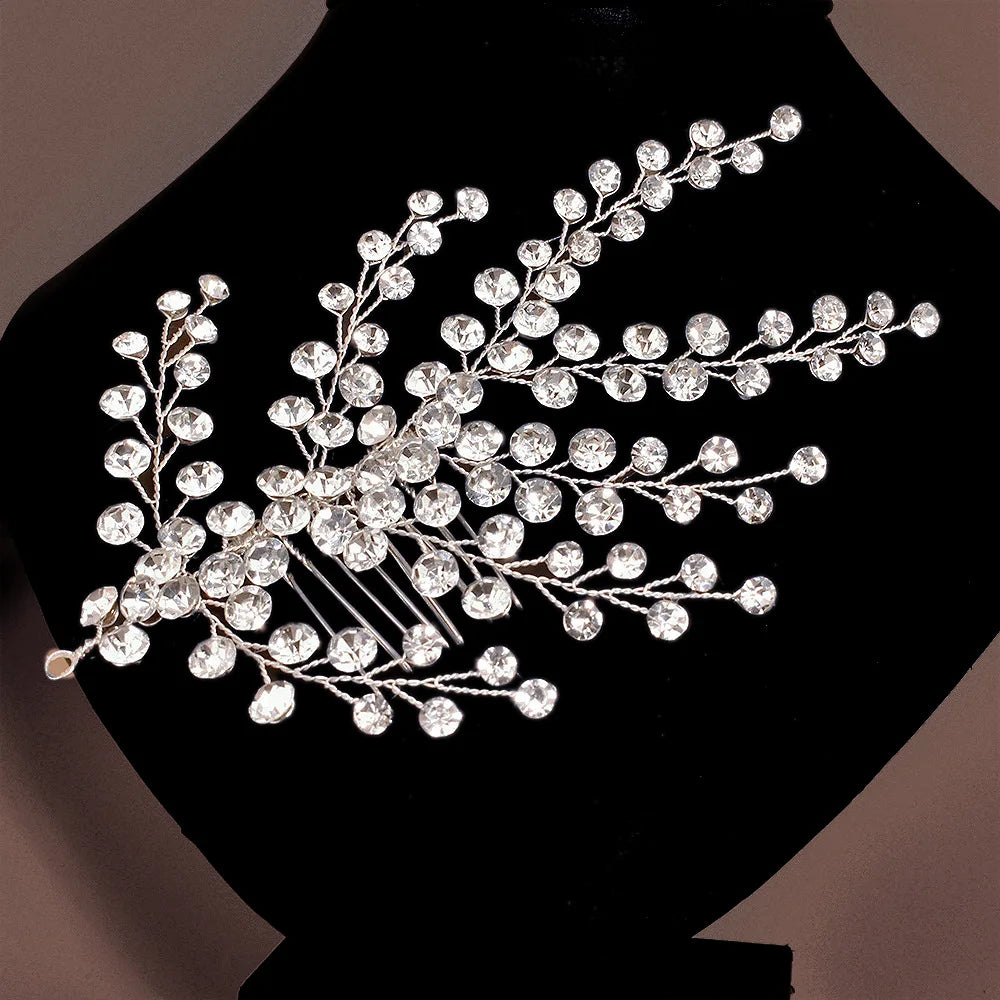 A499 Silber Gold Farbe Haar Kamm Kristall Hochzeit Kopf Stück Braut Kopfbedeckungen Frauen Haar Zubehör Party Pin Clip Prom Stirnband