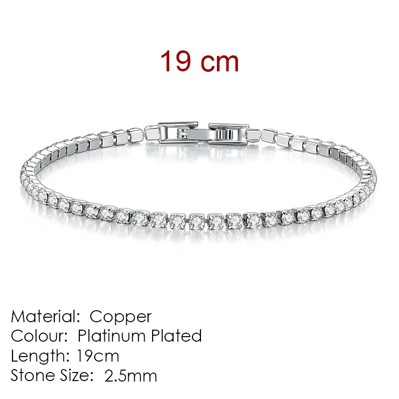 Silber Farbe 2,5/3/4/5mm Zirkon Tennis Armband Für Frauen Männer Dazzling Kristall Hand kette Hochzeit Geschenk Punk Mode Schmuck