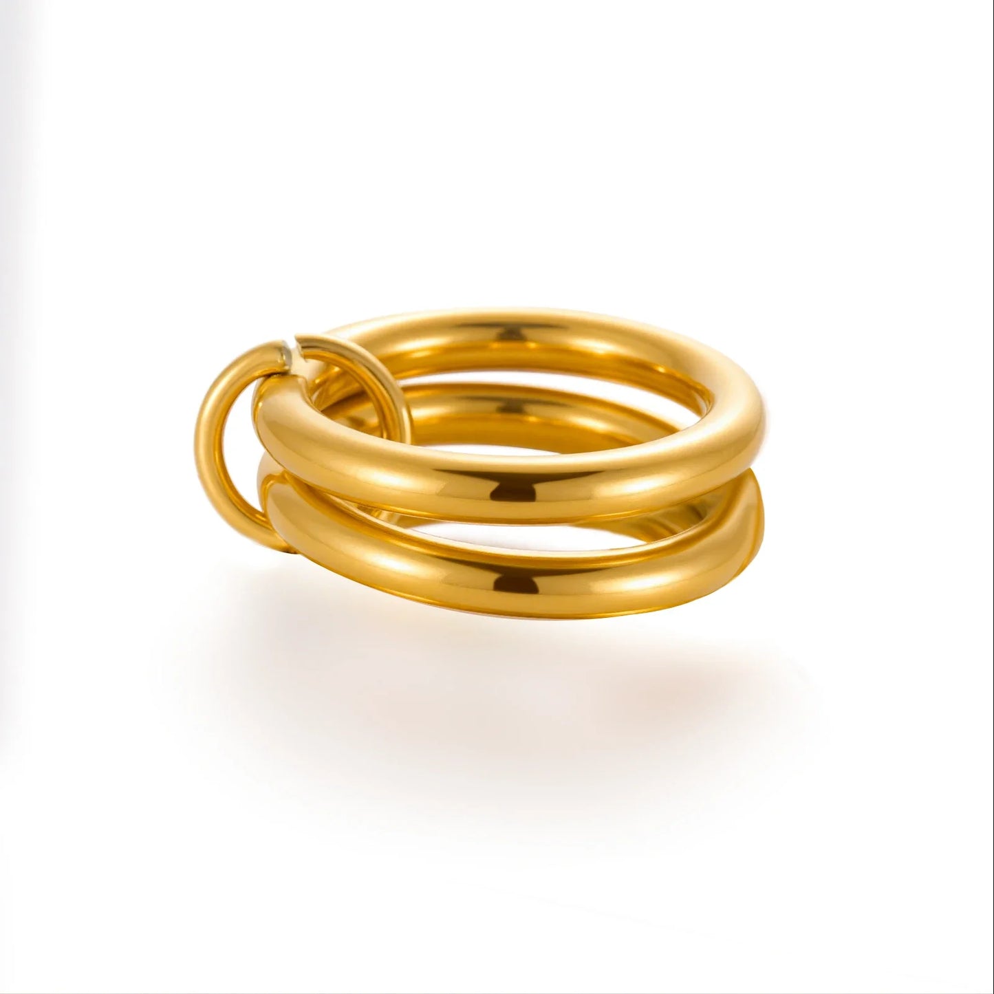 Teamer Frauen Mehrere Schichten Ringe Edelstahl Gold Farbe Klar Zirkon Finger Ring Minimalistischen Mode Schmuck Geschenk Großhandel