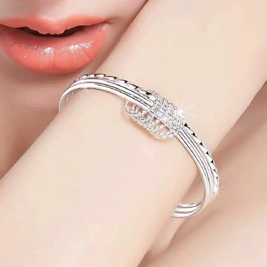 Heißer neuer feiner Armreif mit drei Kreisen aus 925er-Sterlingsilber, Manschettenarmbänder für Frauen, Mode, Party, Hochzeit, Schmuck, Weihnachtsgeschenke