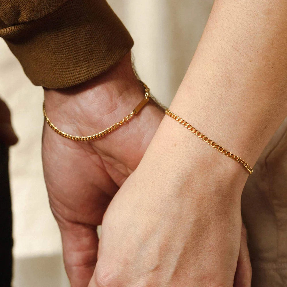 eManco kubanisches Kettenarmband aus Edelstahl, vergoldete Herren- und Damenarmbänder, Modeschmuck, 48-Stunden-Versand