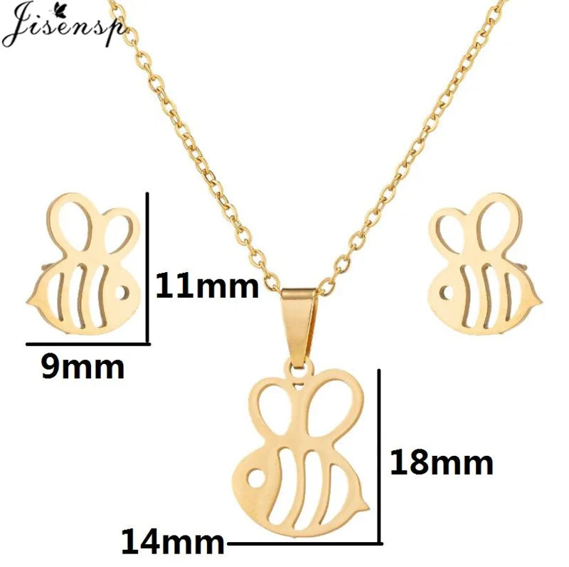 Edelstahl Kolibri Schmetterling Halskette Ohrringe Mode Kleine Vögel Schmuck Sets für Frauen Mädchen Valentinstag Geschenk