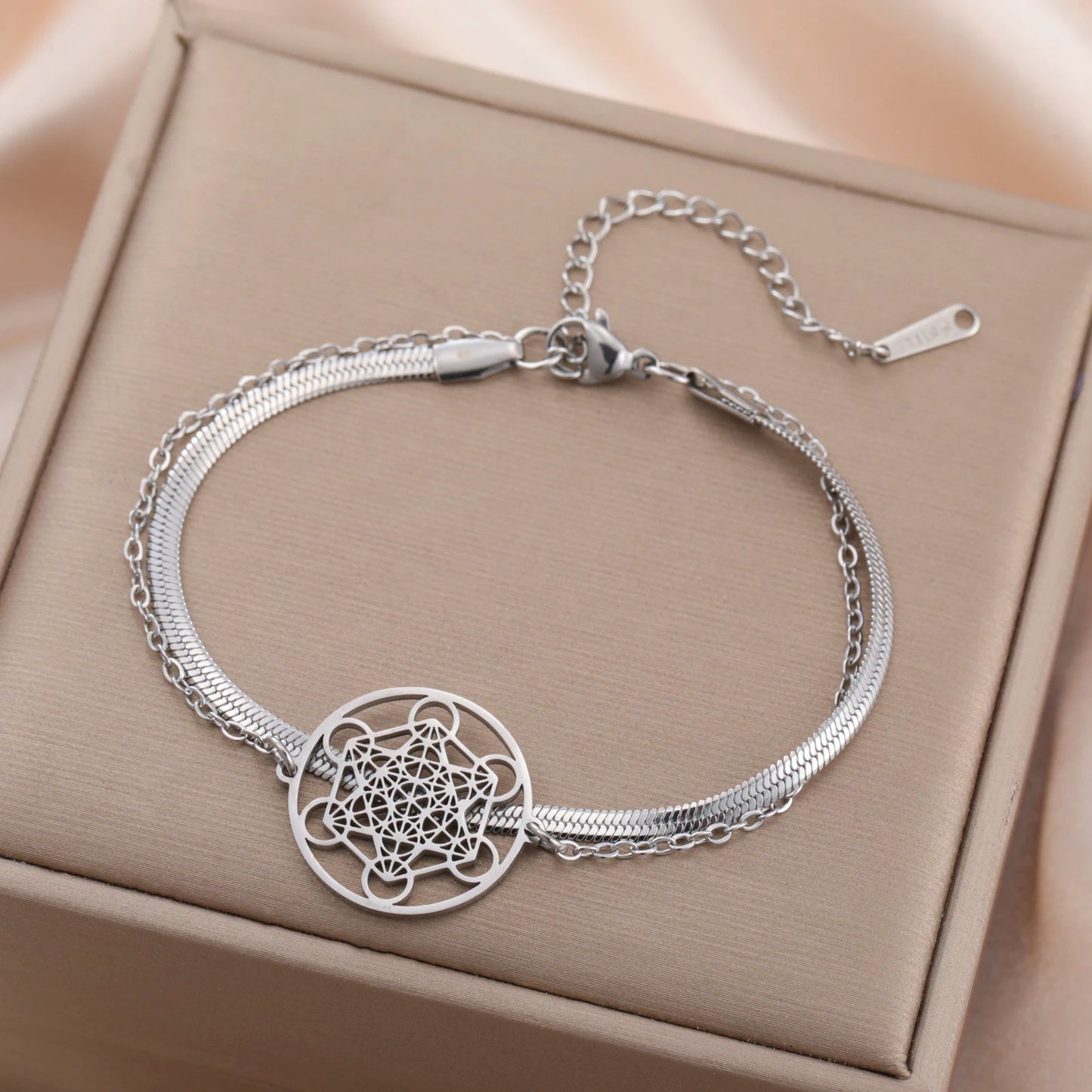 Skyrim Erzengel Siegel Metatron Anhänger Armband Edelstahl Männlich Weiblich Buddhistischer Hindu Talisman Heilige Geometrie Schmuck Geschenk