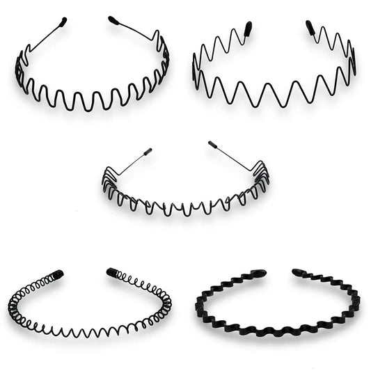 Unisex Schwarz Elastisch Rutschfest Einfache Metall Stirnbänder Für Männer Frauen Welliges Haarband Frühling Haar Hoop Mode Haar Zubehör