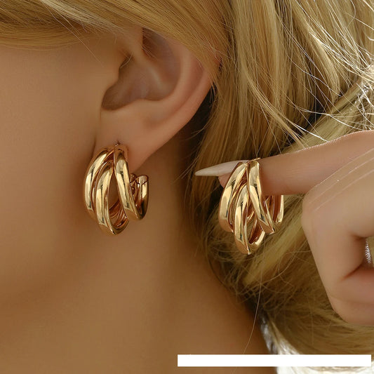 Eleganter goldfarbener Kreis-Creolen-Ohrring für Damen, Metall, elegant, Vintage, geometrisch, Statement-Luxus-Ohrringe, Party-Schmuck, Geschenke