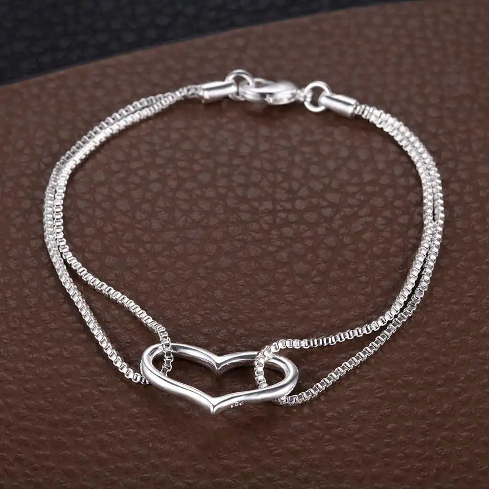 Armband aus 925er-Sterlingsilber, Herz, hochwertige romantische Kette für Damen und Herren, modisch, Verlobungsfeier, Hochzeit, Schmuck, Geschenk