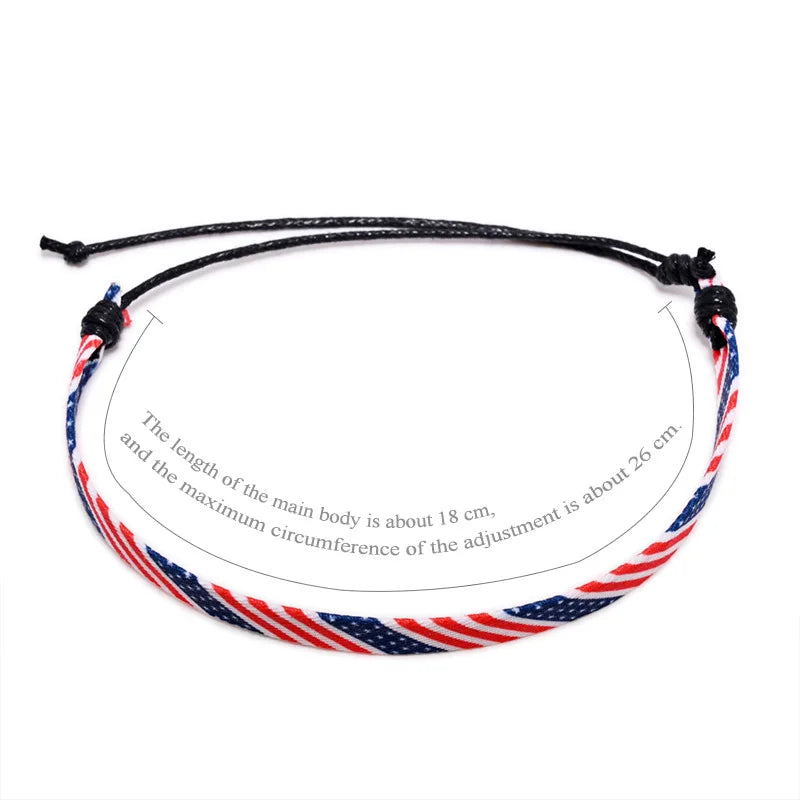 Handgefertigtes geflochtenes Stoffarmband mit USA-Nationalflagge, Webarmband zum Amerika-Unabhängigkeitstag, verstellbare Größe, Urlaubssouvenir