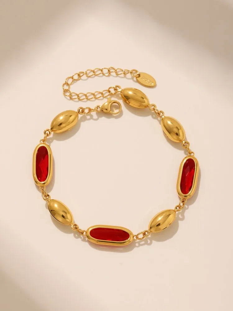 Edelstahlarmband mit mehreren glänzenden Streifen, facettiertes tschechisches Kristallglas für Damen, 18 Karat vergoldet, luxuriöse Damenarmbänder