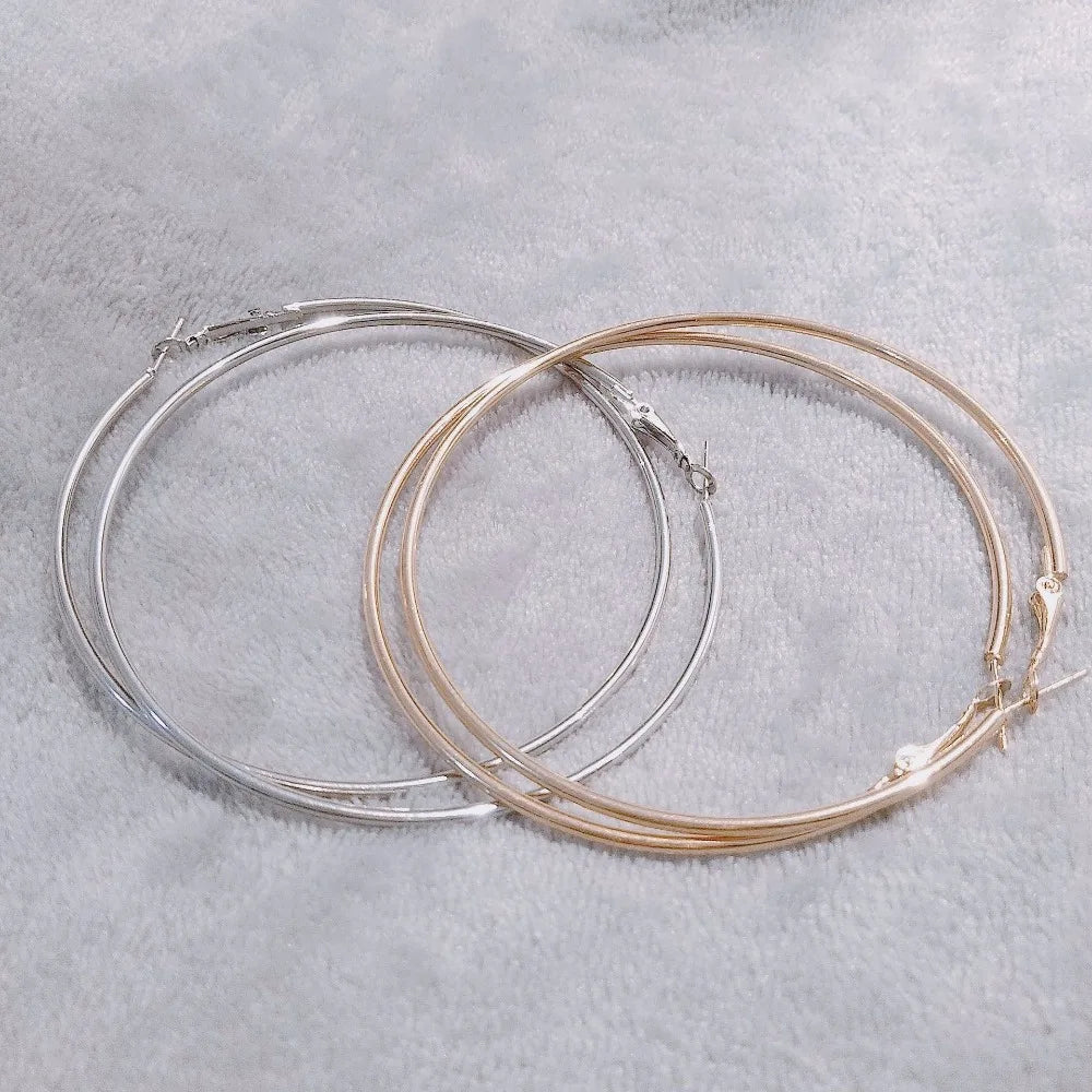 8/10mm Große Kreis Creolen Silber Farbe für Frauen Runde Große Kreis Ohrringe Hoops Ohr Ringe Party Club schmuck Geschenke