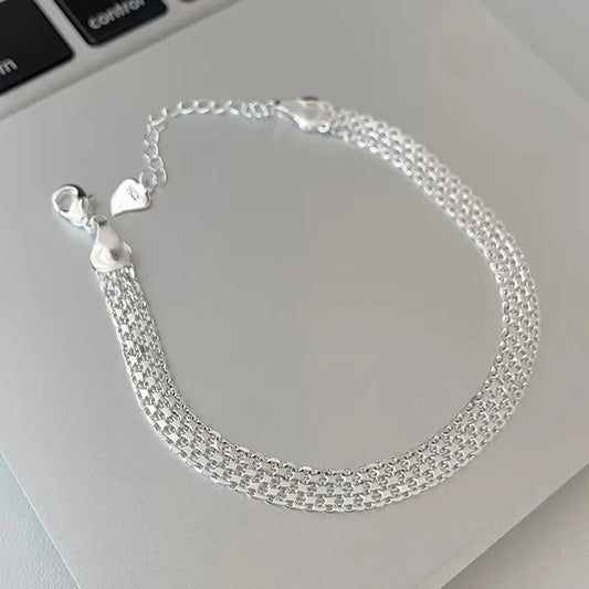 925 Sterling Silber Armbänder Mesh Kette für Frauen Männer Hochzeit Dame Edler Hübscher Schmuck Mode Schöne Kette 20 cm 8 Zoll