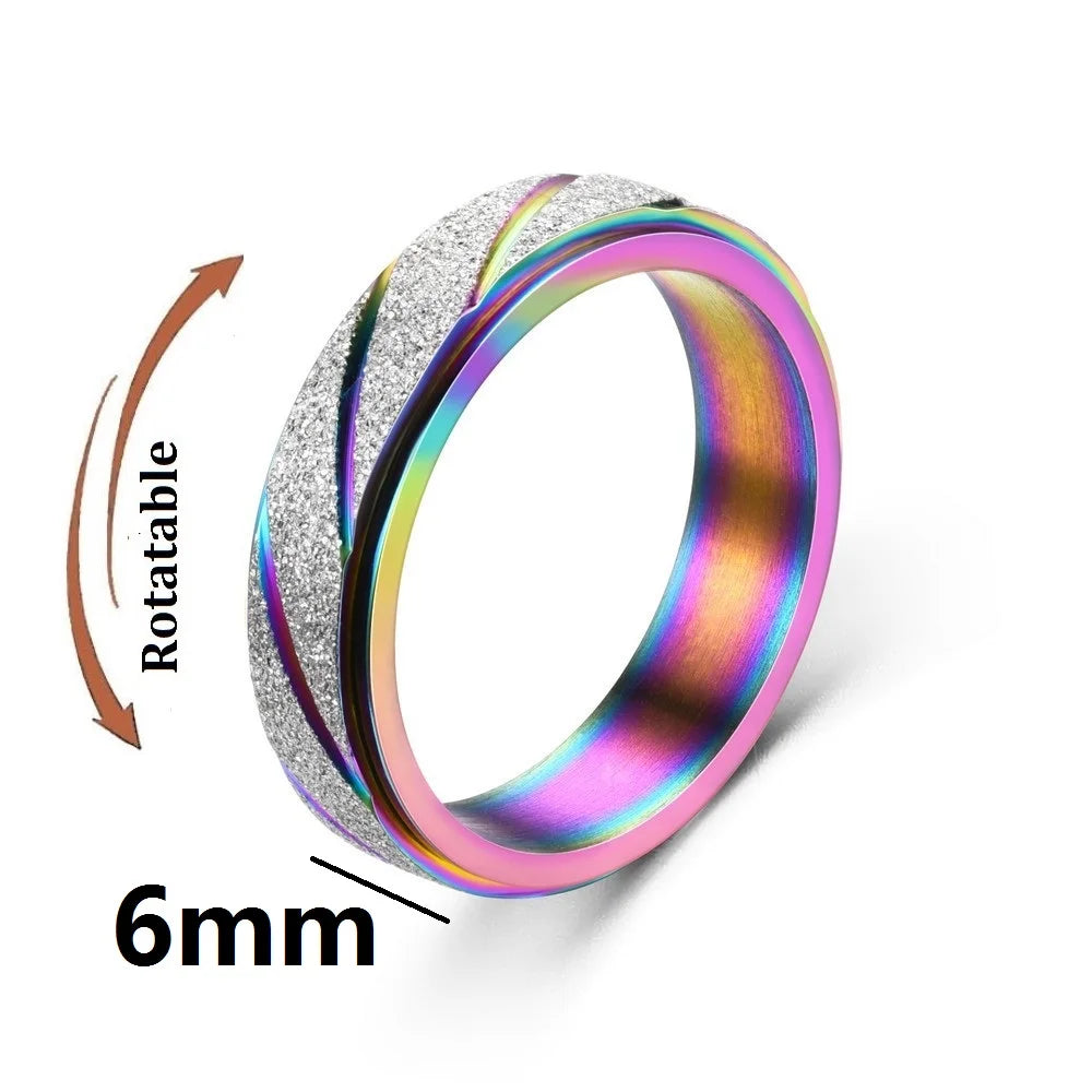 Kristall Angst Relief Spinning Ring Für Paare Edelstahl Frei Drehen Fidget Spinner Metall Ringe Anillo Antiestres
