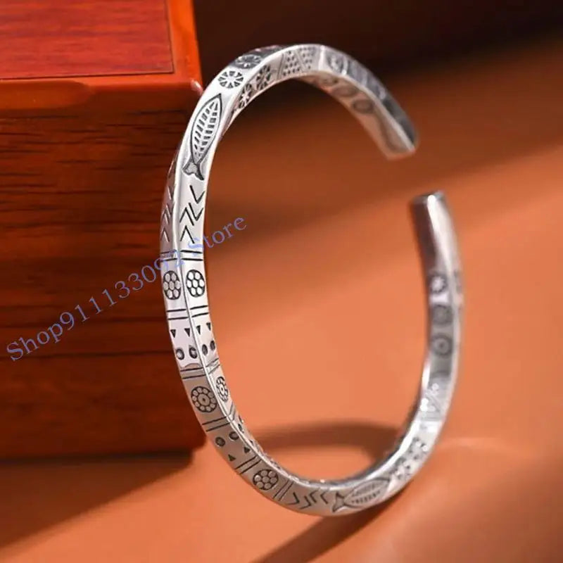 H9ED Viking-Bracelet für Männer Schutz Amulett Mobius Manschette Armreifen Geburtstag Geschenk