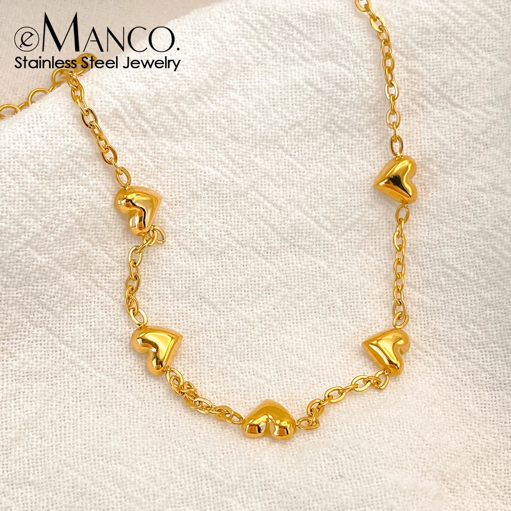 eManco Edelstahl Gold Farbe Herz Liebe Armband Für Frauen Mädchen Mode Armreifen Wasserdicht Schmuck Urlaub Geschenk Großhandel